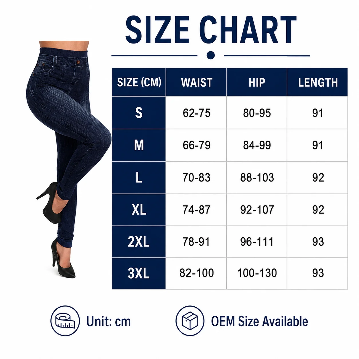 Winter Women's High Waist Print Knitted Faux Denim Slim Fit Stretch Breathable Anti-Bacterial Pencil Pants Leggings
