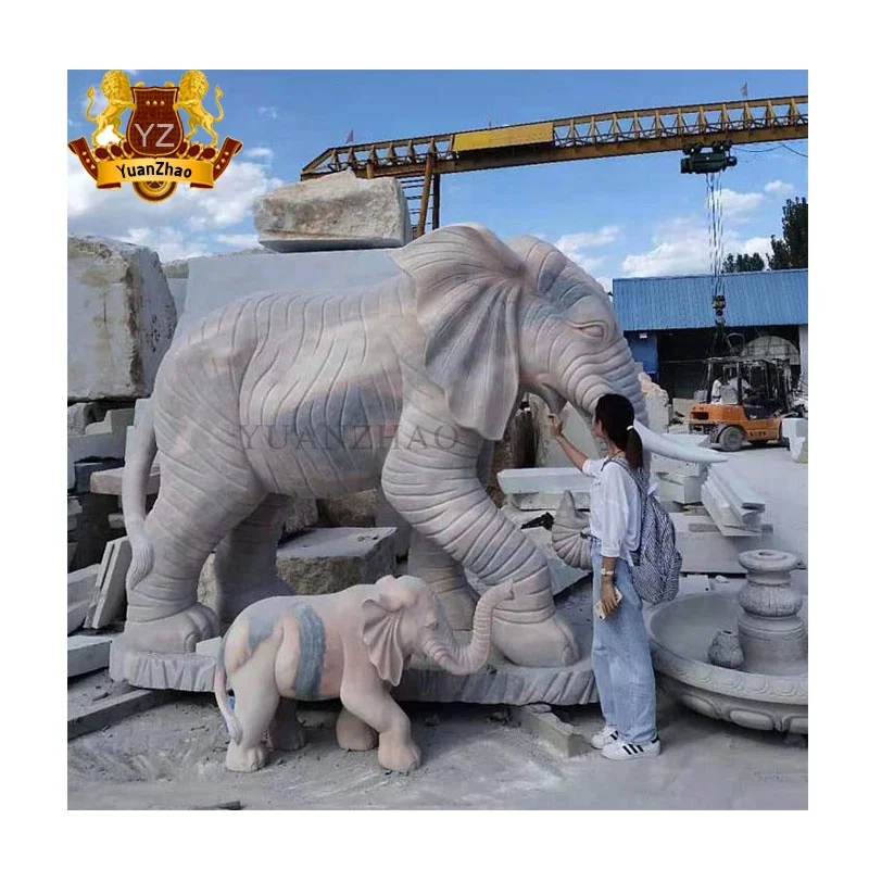 Grande statue d'éléphant sculptée en marbre de jardin extérieur Grande — free download