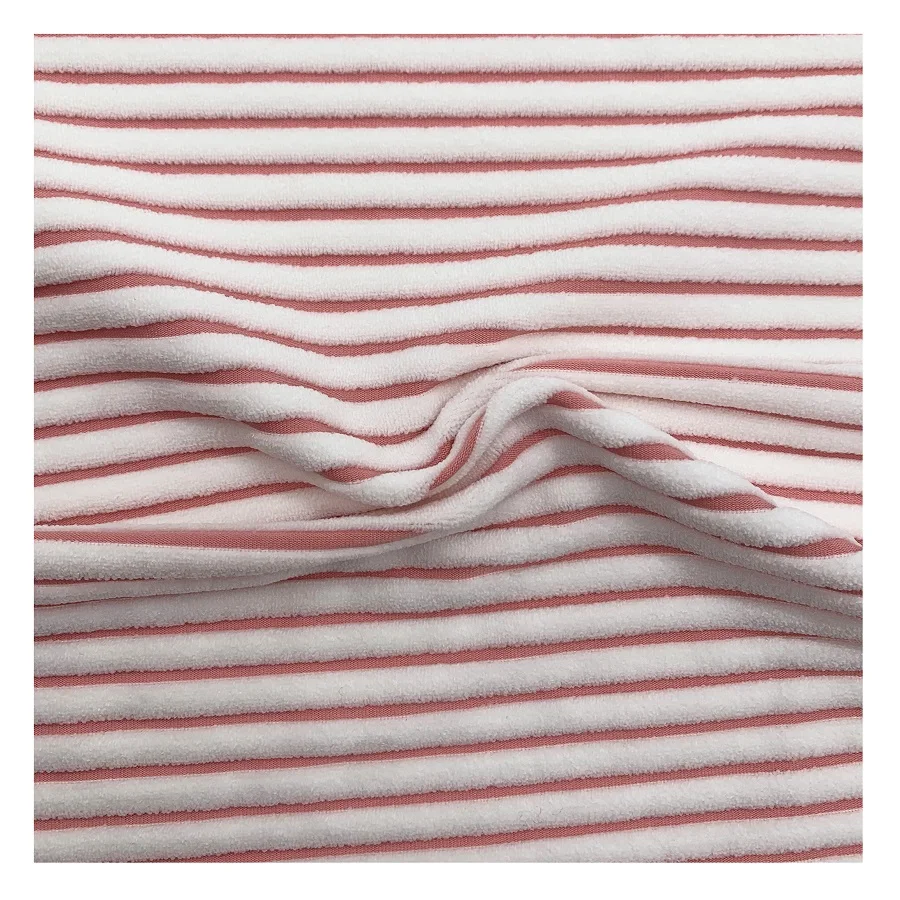 High Quality Thick Textured Stripe Terry Swimwear Fabric Knitting ...