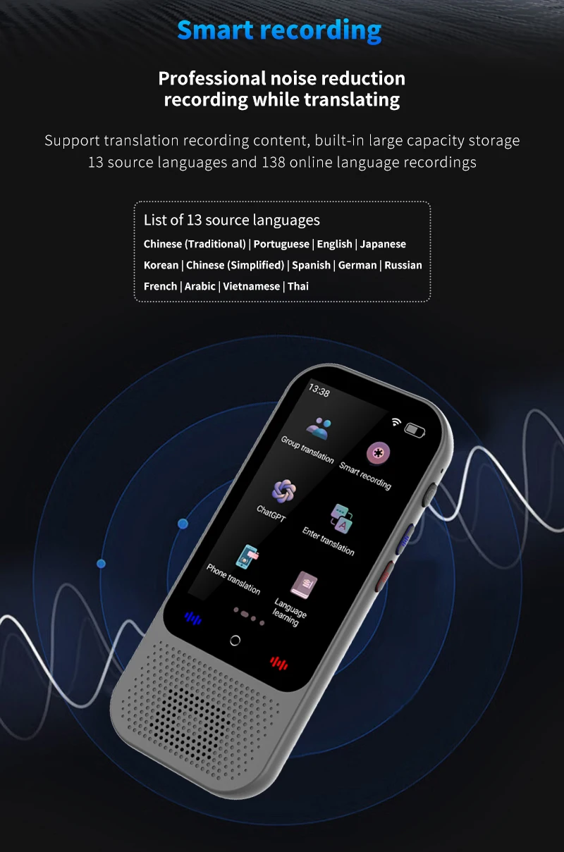 Portable Voice Language Translator S80 Pro - 138 Languages Online, 17 ...
