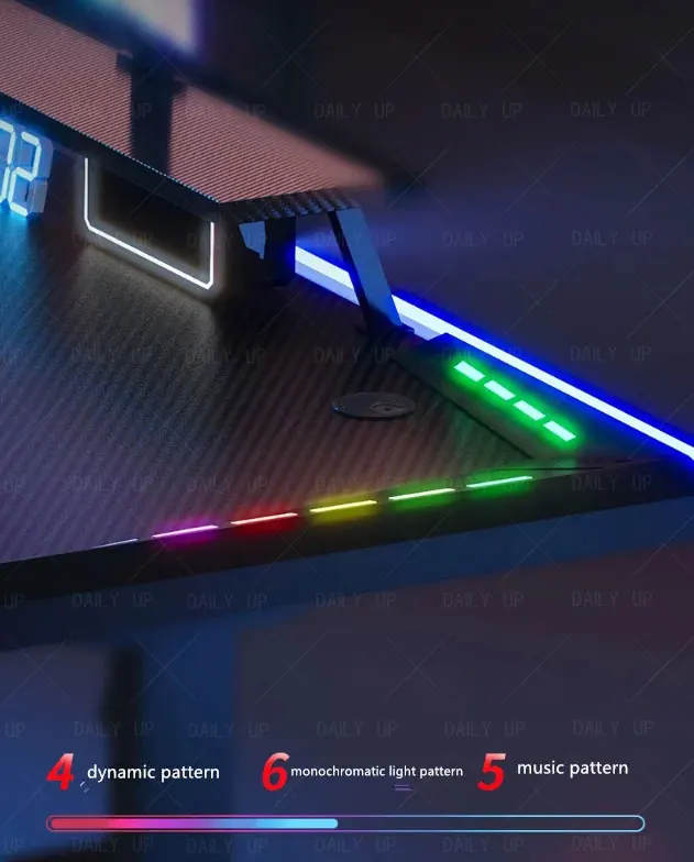 Adjustable RGB PC Gaming Desk Led Light Bedroom Ergonomic Gaming Table And Chair Set Home Office Industrial Gaming Desk RGB