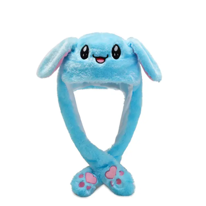 Kawaii Kids Rabbit Hat LED Lighting Peluches Stuffed Animals Toys Bunny Airbag Moving Ear Hat with Lights