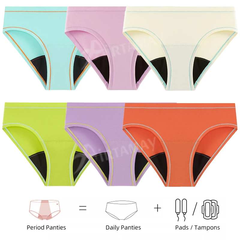 Airtamay 2023 New Design Sweet Color Contrasting Color Design 4 Layers Leakproof Menstrual Period Panties for Girls