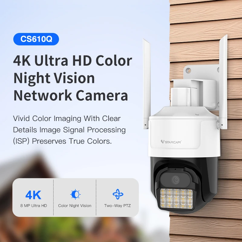 VSTARCAM CS610Q Full Color Network Camera OKAM Pro App Support Sd Card PTZ Camera Wifi 8MP IP Camera