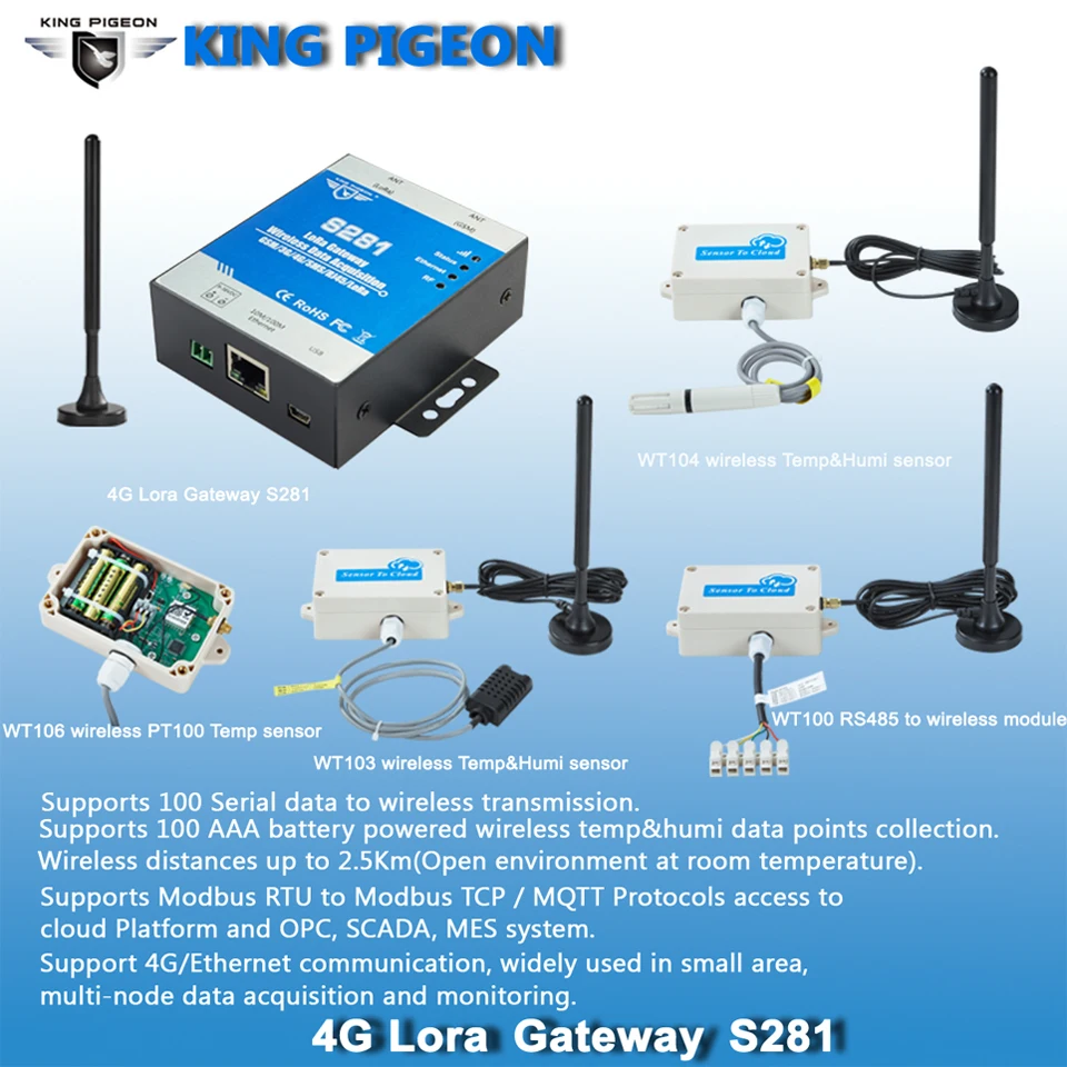 Temperature Monitoring Iot Wireless Temperature Sensor Lora 4G LTE Gateway  - China Wireless Temperature Sensor, Lora 4G Gateway