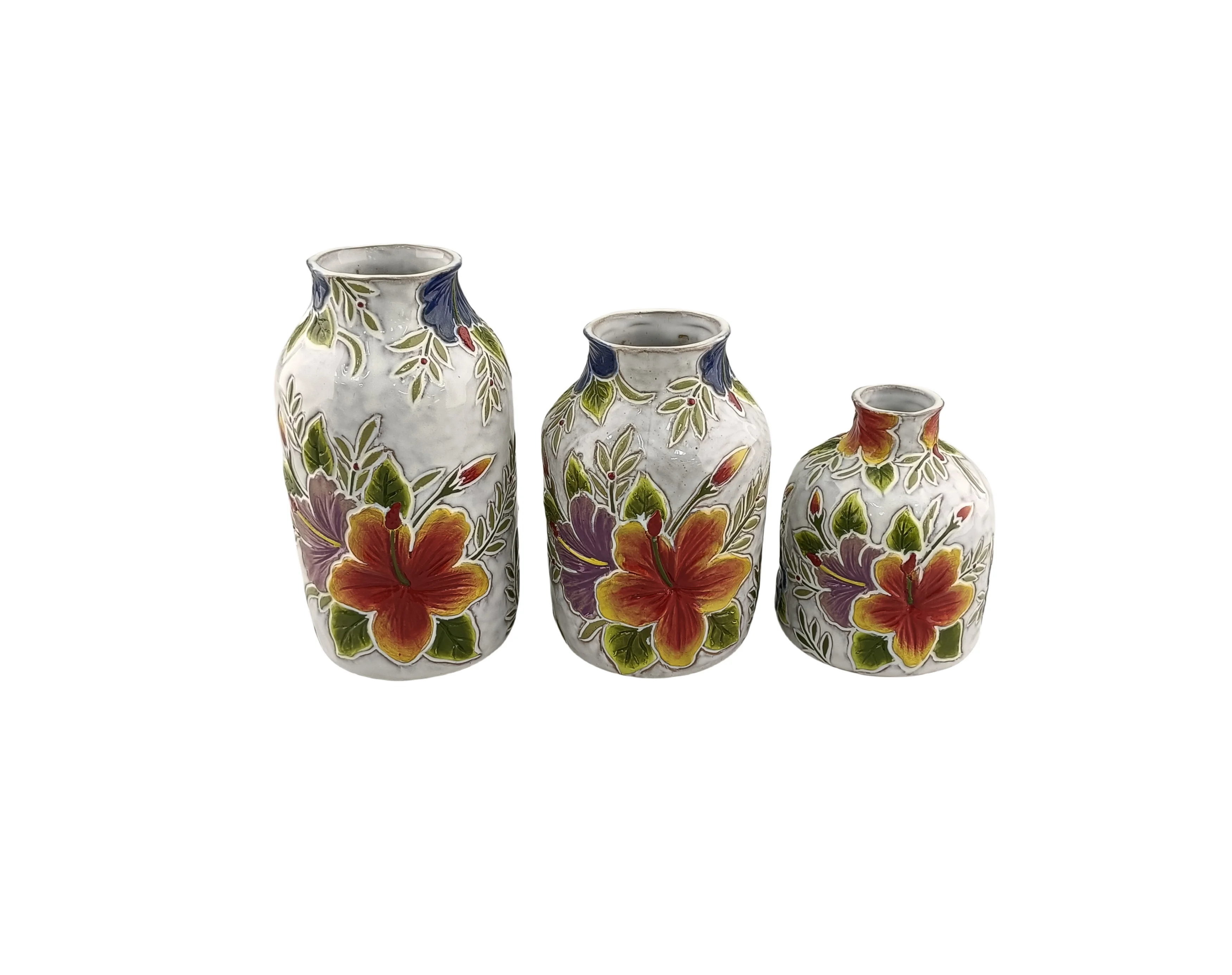 Hs Flower Series Painted Ceramic Sets,Three Flower Vases,Decorative