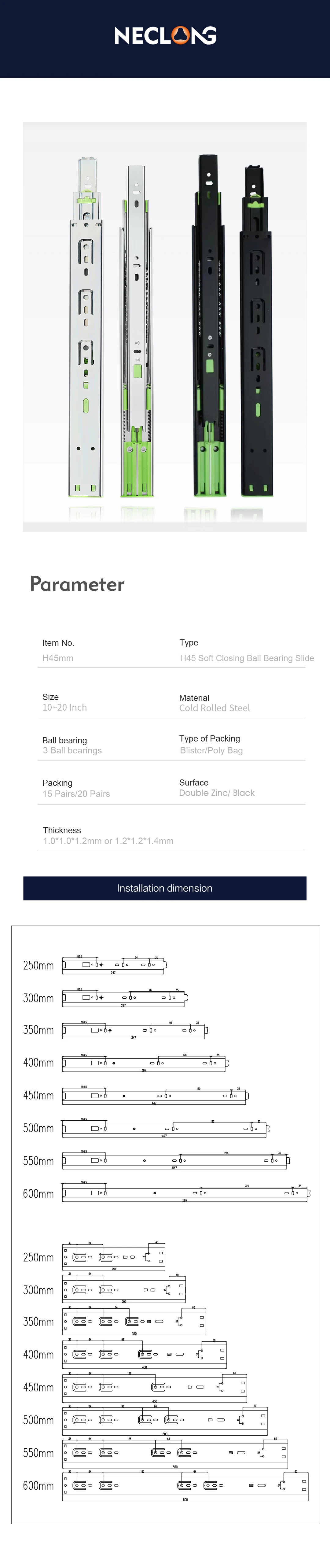 Direct Deal Furniture Hardware Drawer Slider Soft Closing Ball Bearing