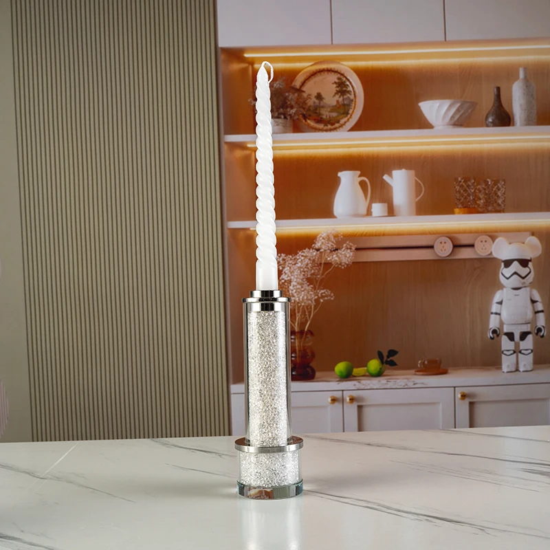 High End Simple Candle Holder with Broken Diamonds Included Furniture Decoration for Weddings Christmas Crystal Candlestick