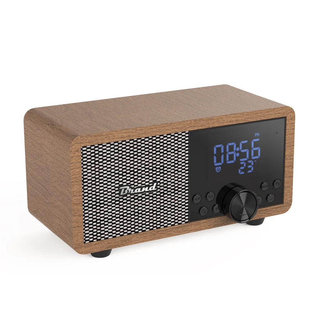 Прямая продажа с завода высококачественный звук портативный Ретро деревянный FM-Будильник беспроводной