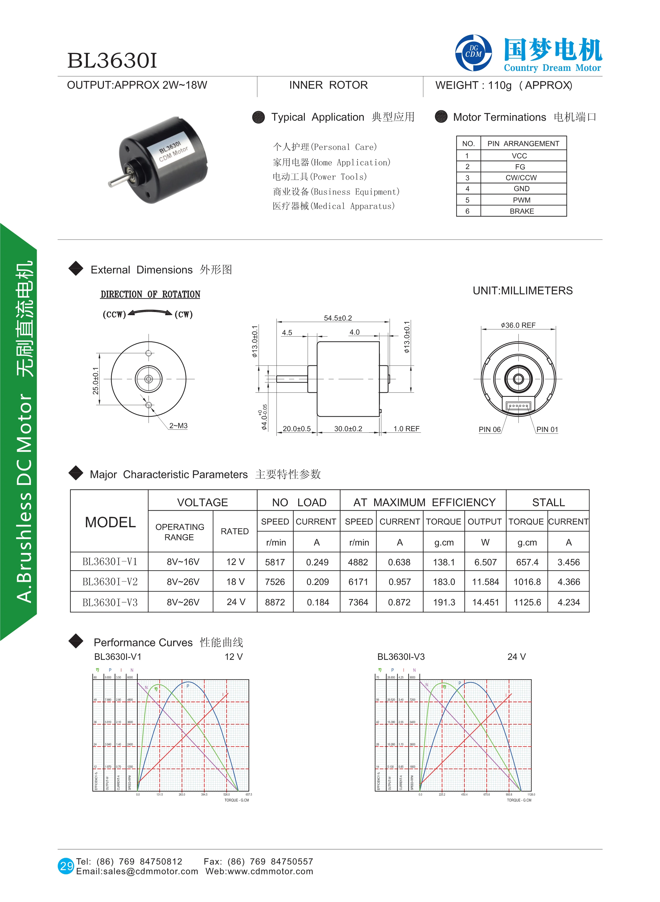 Bl3630 Cdm Inner Brushless Dc Motor For Solar Fan Motor - Buy 36mm ...