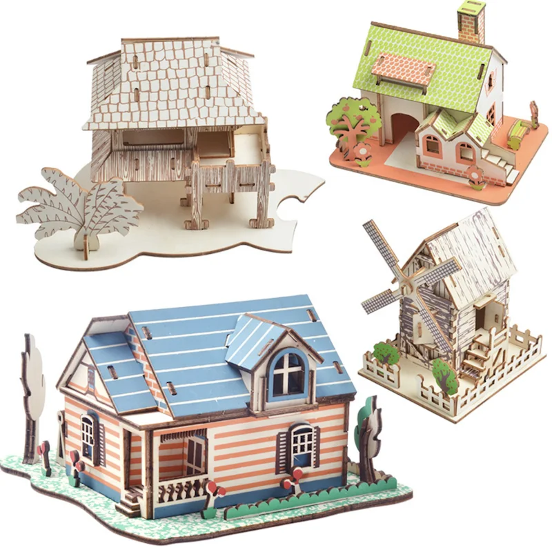 Diy Assembly Wooden Puzzle 3d Model Building Kits Handmade 3d Toys Wooden Puzzle Buy 3d Toys