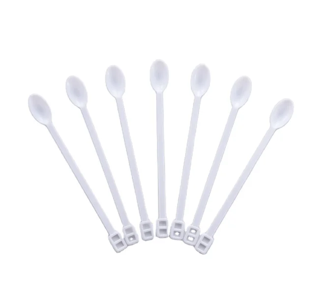 White 100 Disposable Mini Plastic Spoon Stirrer Cocktail Coffee Drinks 5 in 