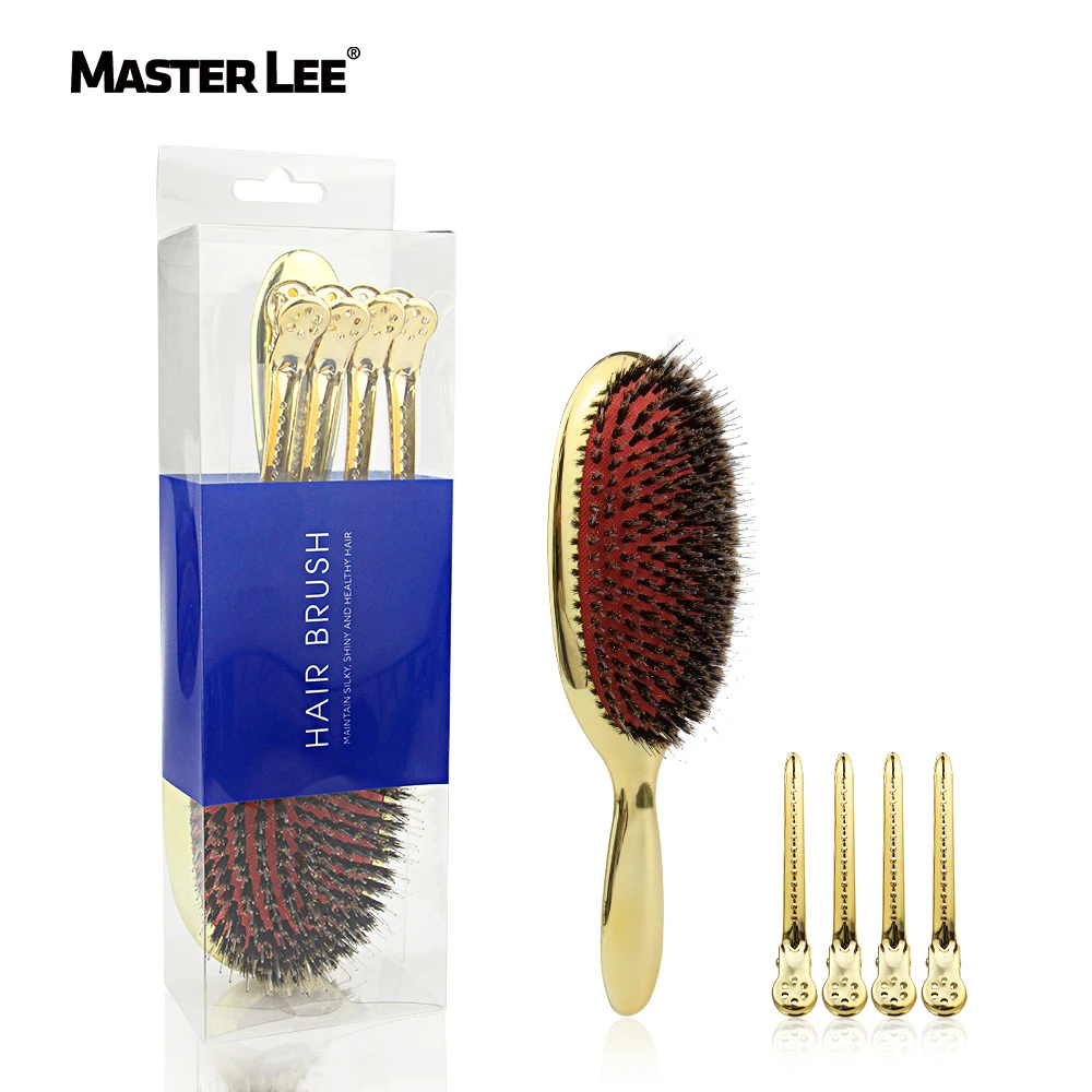 Masterlee Custom Logo Fashion Boar Bristle Nylon Scalp Massage Combs Hair Brush stying tool for beau