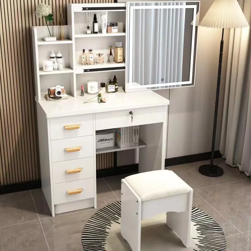 Cheap Dressing Table Bedroom Furniture White Hairdresser Table With Led