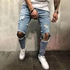 Blue skinny distressed denim pants trousers