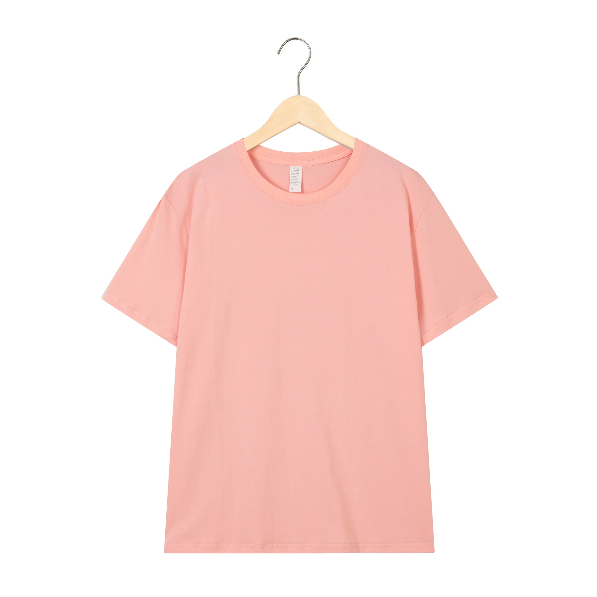 200gms Summer Cotton Short Sleeve T shirt Men's Solid Loose Round Neck plus size T shirt