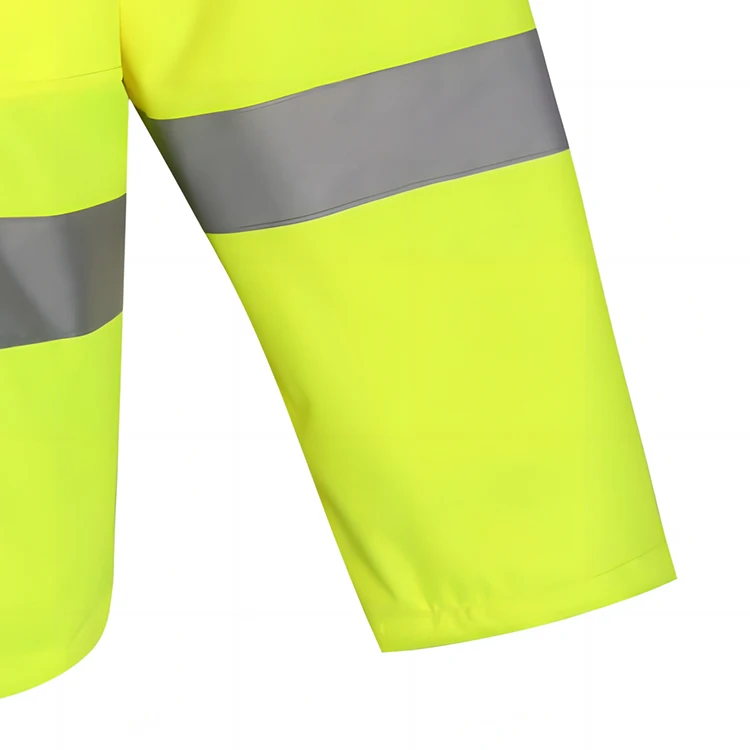 High collar autumn winter manufacturers direct hi vis coldproof waterproof reflective safety rain coat work jacket for adult