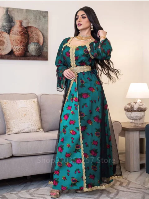 Ramadan Arab Dubai Islamic Clothing Eid Mubarak Muslim Abaya Dress Fashion Women Turkey Patchwork Embroidery Indian Kaftan Dress