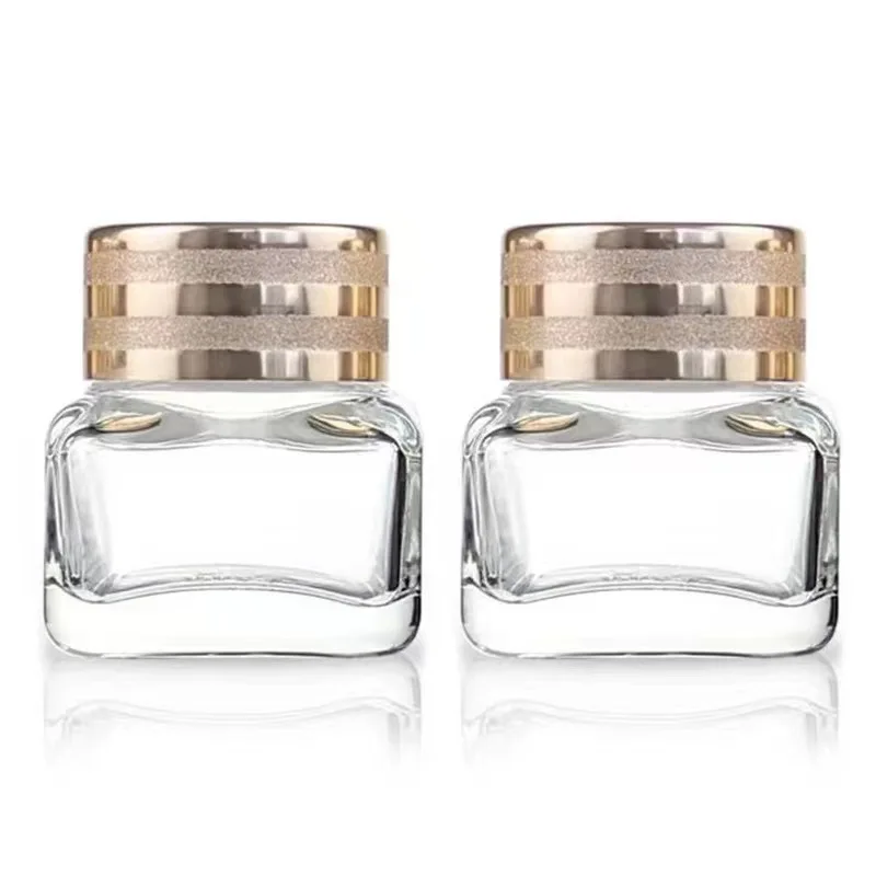 High-End 15g Clear  Glass Square Jars Aluminum Lid  Cosmetic Skincare Packaging Container Body Face Eye Cream Paint