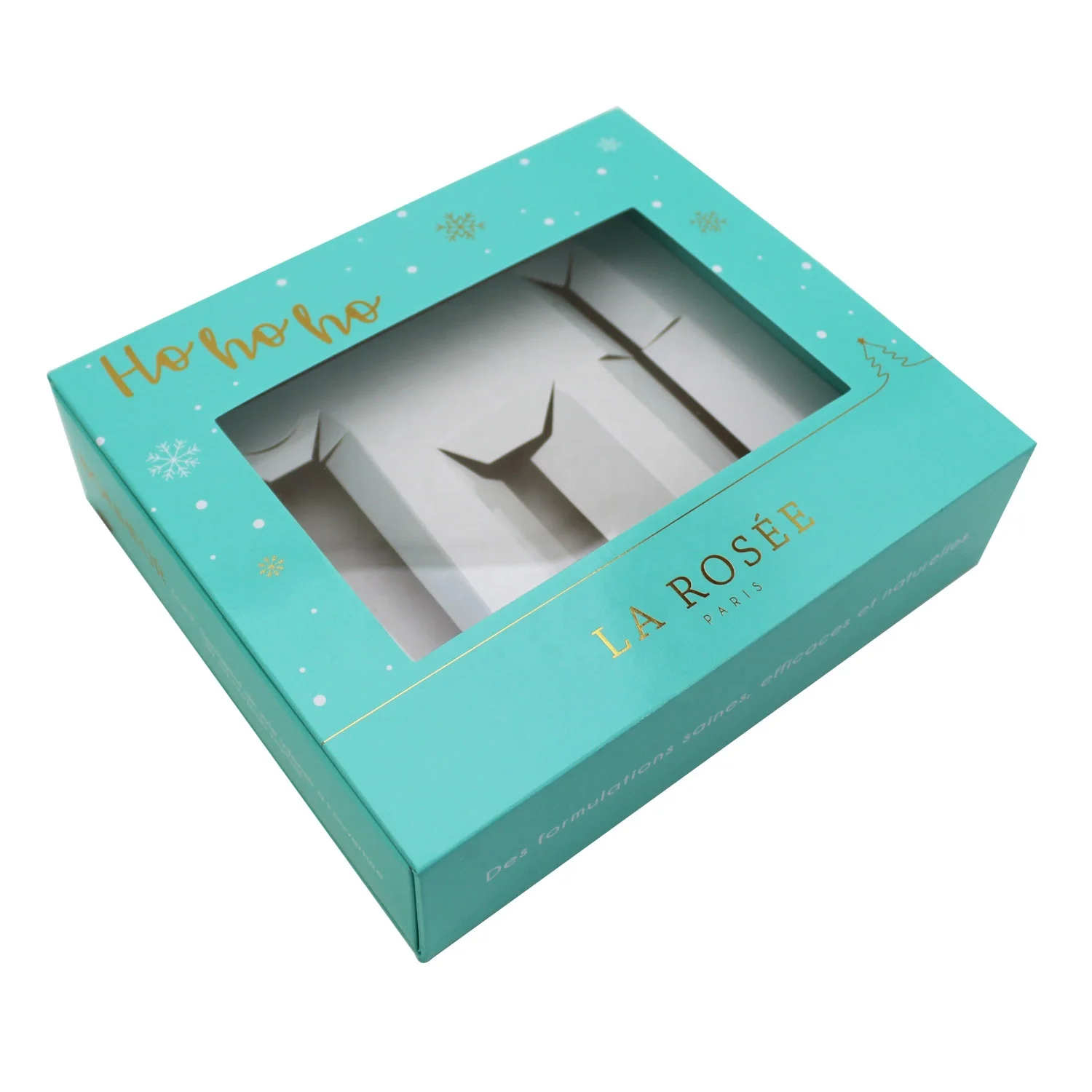 Custom Printed Paper Packaging Gift Set Skincare Cosmetic Box with Window Clear