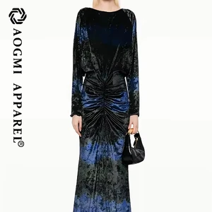 Couture Fashion Ladies Bodycon Floor-Length 100% Silk Gradient Print Luxury Gown