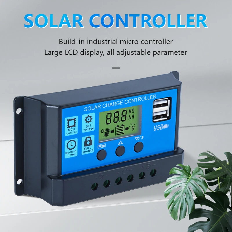 SUYEEGO 10a to 60a Pwm Solar Charge Controller 12v 24v Connect Solar Panel 300w 400w 100w for Home Solar System