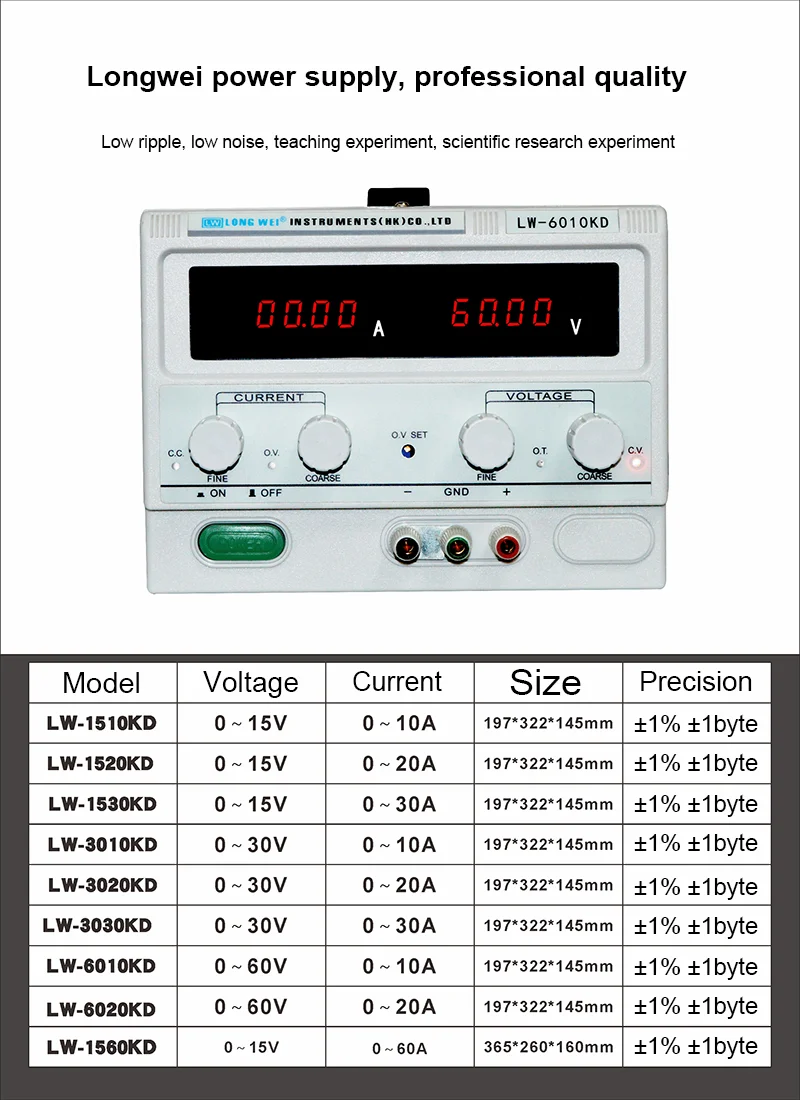 LONGWEI LW3020KD 30V 20A Adjustable DC Power Supply