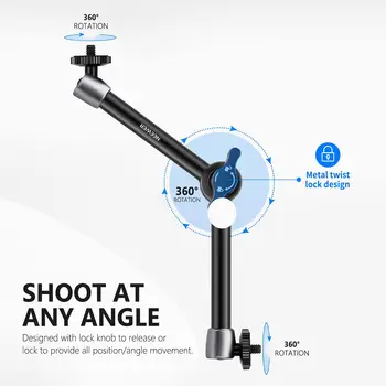 NEEWER Upgraded Super Clamp and 11" Adjustable Friction Power Articulating Magic Arm Compatible with SmallRig Camera Cage/Rig detail image