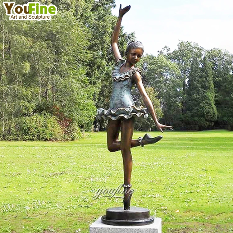Life Size Outdoor Dancing Girl Metal Statue Bronze Ballerina Sculpture