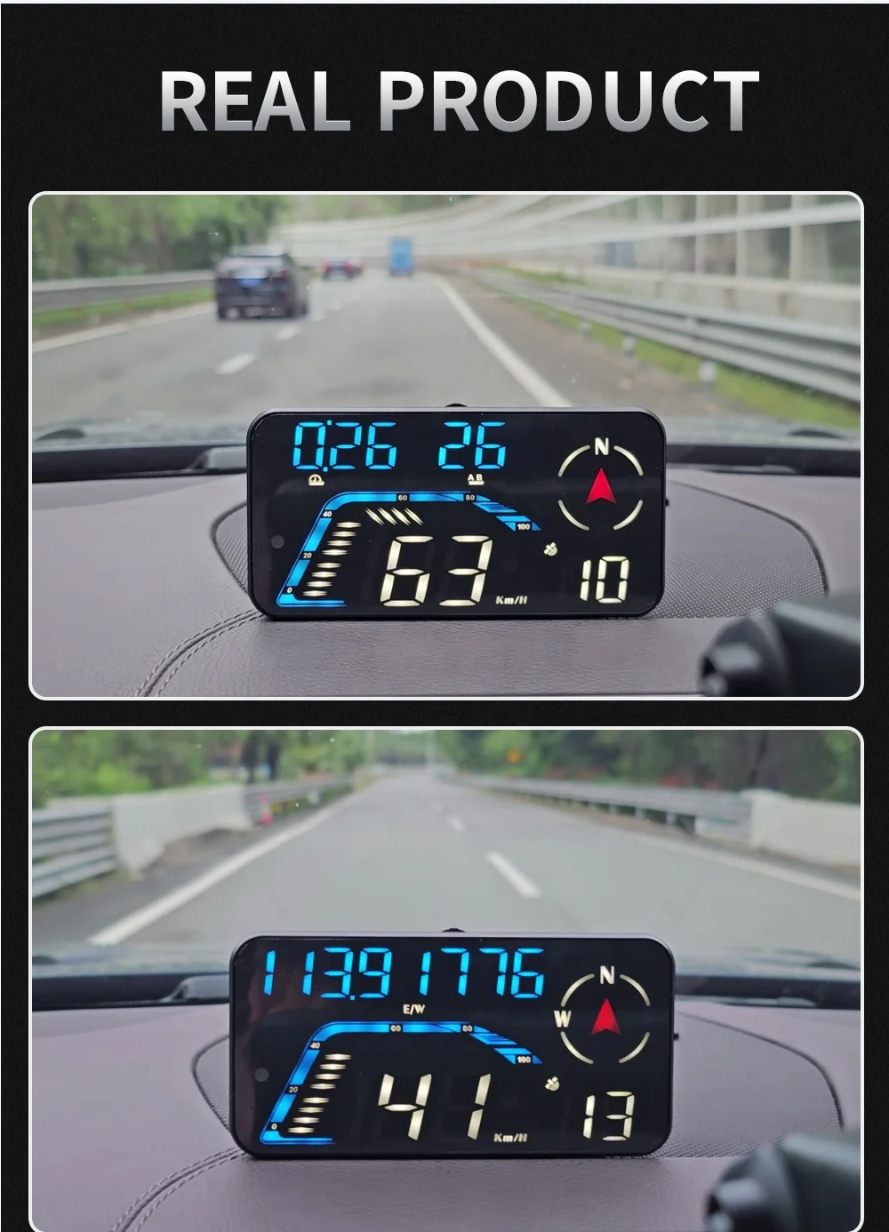 2023 WiiYii G12 GPS Speedometer Display Speed Driving Distance Direction Head up Display for All Vehicle