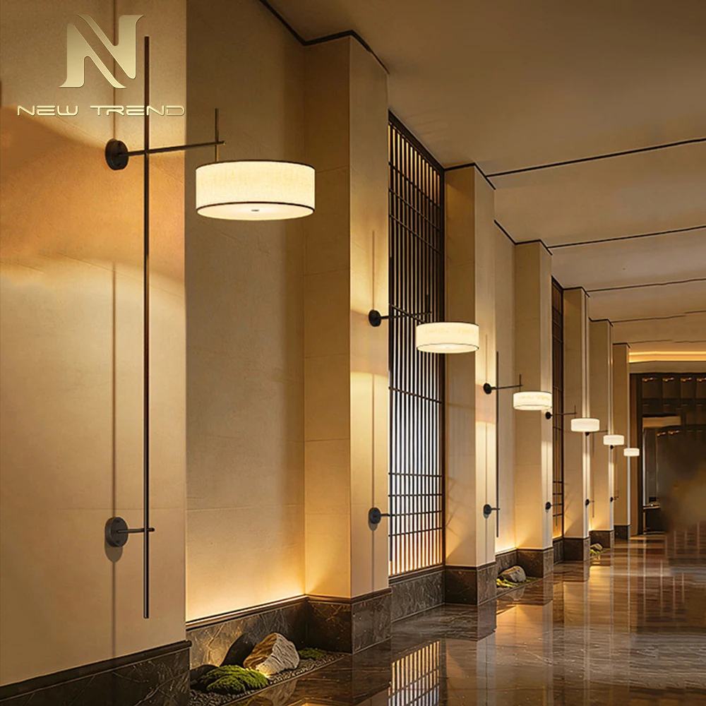 Applique murale noire linéaire moderne CPL-482 – Lampe à tube LED verticale minimaliste pour chambre d’hôtel