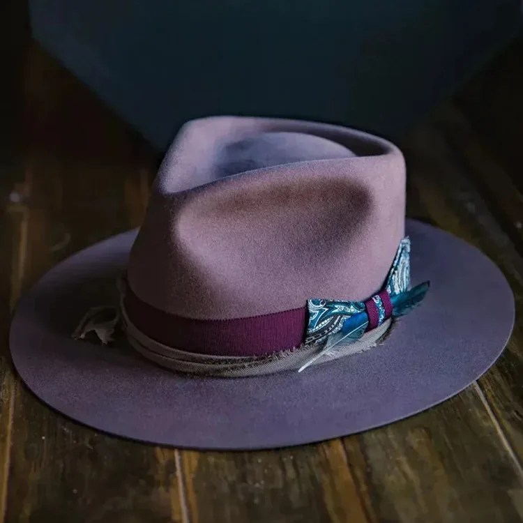 Vintage wool fedora with multi colored feathers in the satin ribbon trim s-l400.jpg main image 4