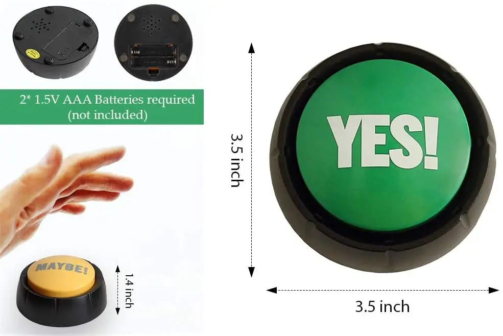 Yes Button and No Button with Sound - Answer Buzzers Set of 2