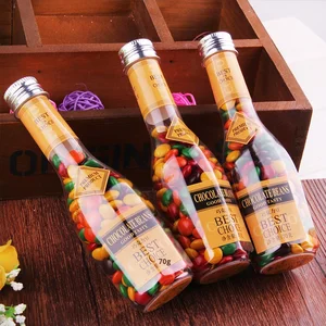 70g Long Bottle Colorful Candy Red Wedding Leisure Snacks Food Wine & Chocolate Beans Solid Biscuit & Beans Candy Wholesale