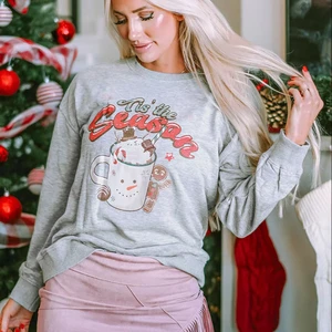 LYG Wholesale Bestselling Custom Casual Christmas  Print Pattern Knitted White Long Sleeve Crew Neck for Winter