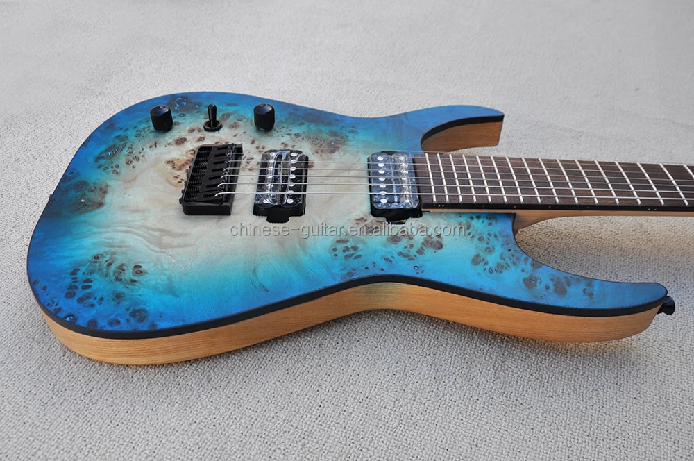Flyoung Left Handed 7 Strings Electric Guitar Stringed Instruments Burl Maple Veneer Guitar