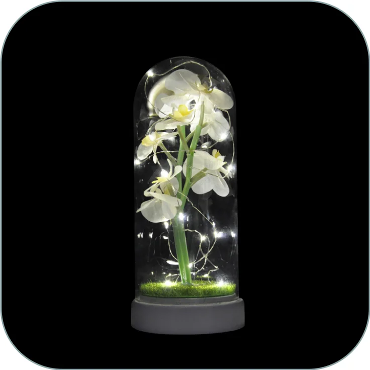 artificial rose galaxie flower in glass dome single galaxy rose with led lights perfect valentines day gifts centerpiece flower manufacture