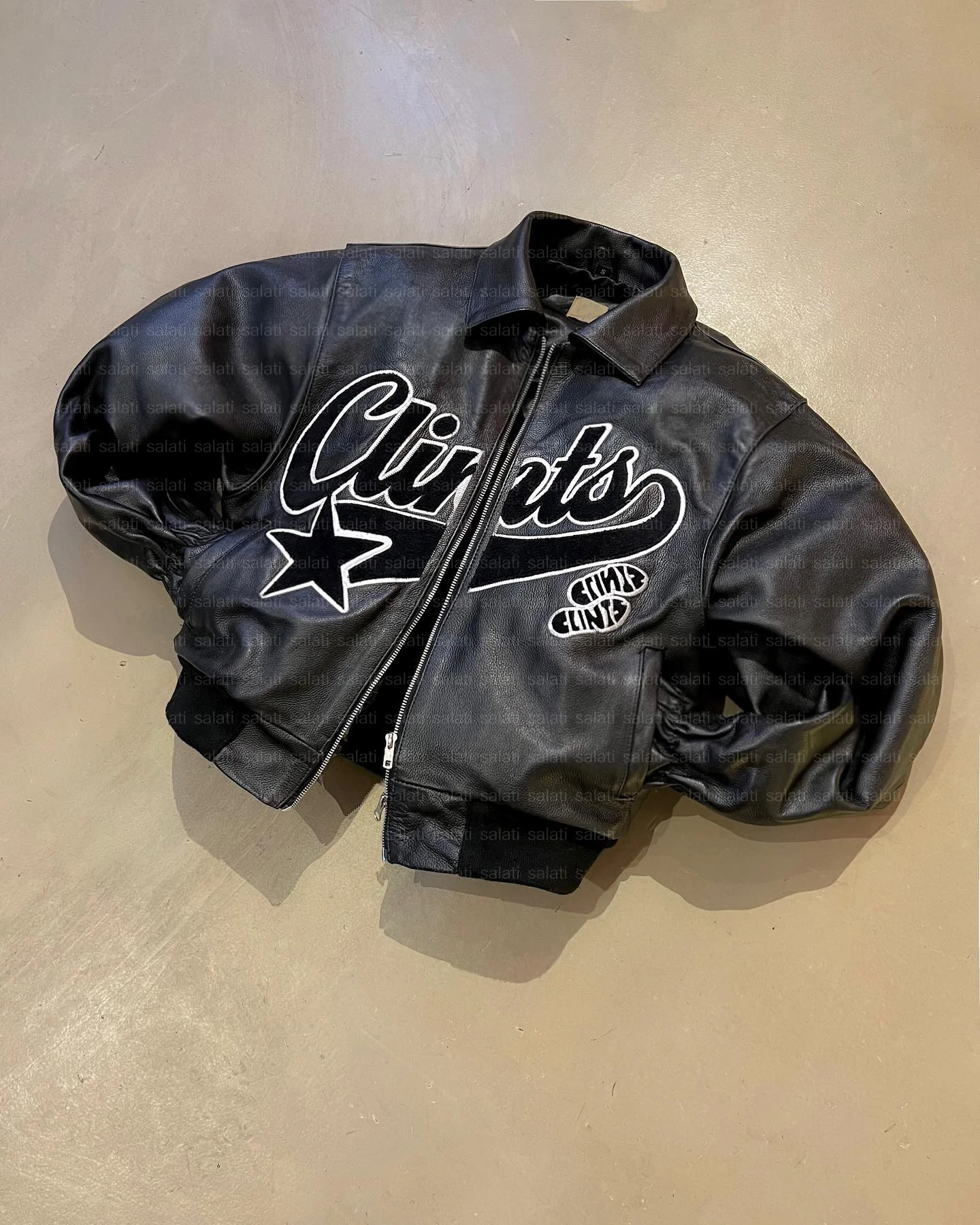 Salati Custom Designer Vintage Racing Jacket Zip up Chenille Embroidery Pu Vintage Motorbike Motorcycle Leather Jackets for Men gallery 2