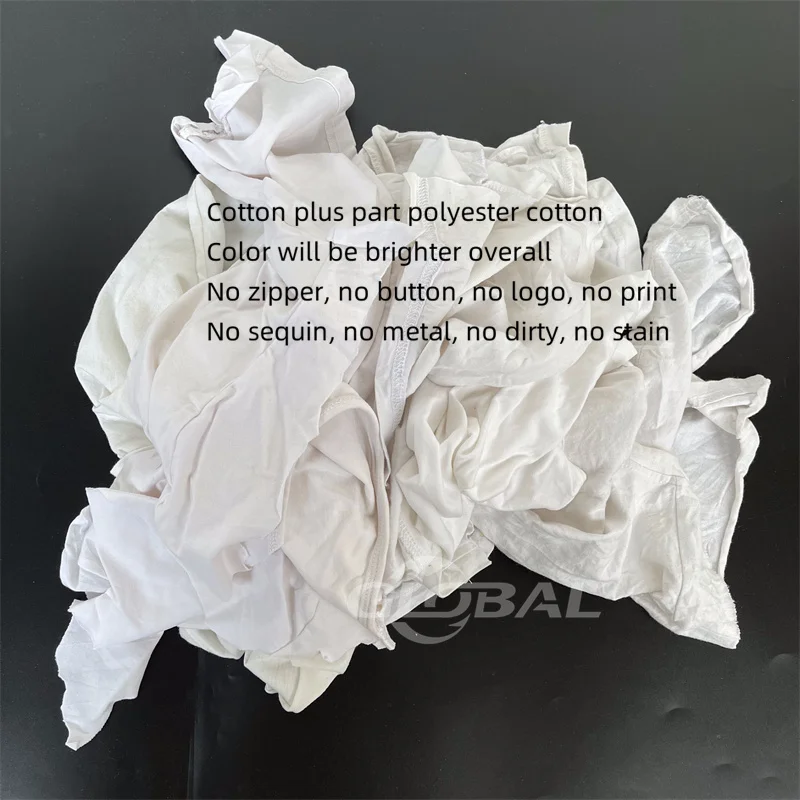 White Cotton T-Shirt Rags for Marine Cleaning - Durable Wiping