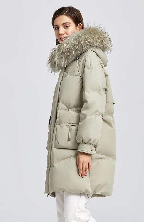 Winter Women Hooded Zipper Down Jacket Fox Fur Women's Down Coats Buy