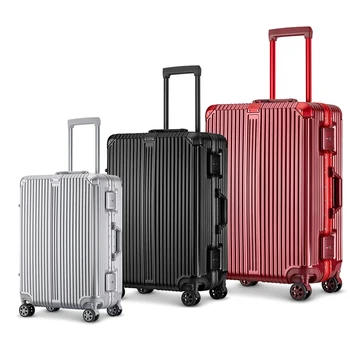 High Quality 20 24 28 Inch Aluminum Luggage Suitcases Universal Wheel Travel Trolley Case Male Female Boarding Case Wholesale