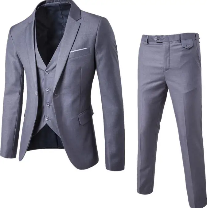 Luxury 3 Piece Blazer+ Pants + Vest Men's Wedding Suit Fashion Men's ...