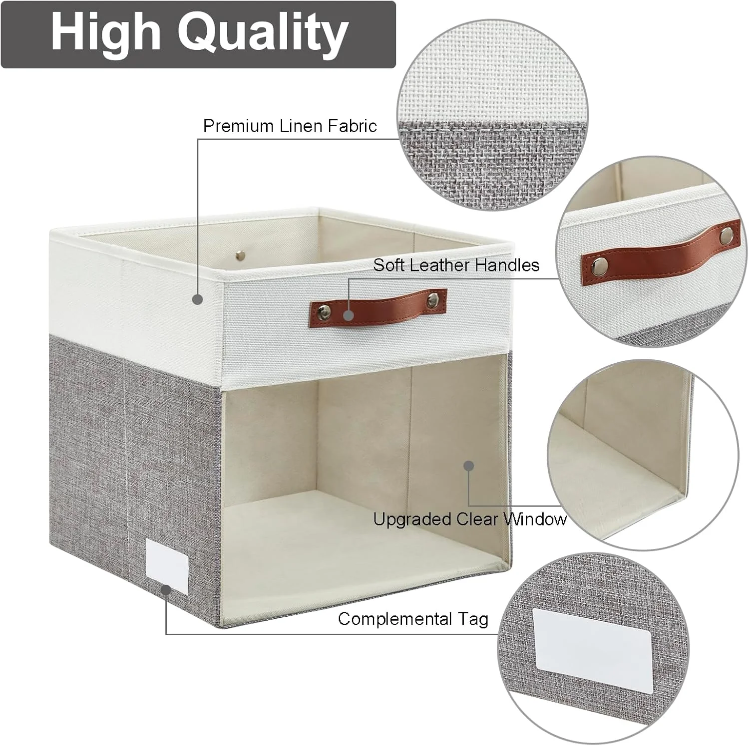 Linen Foldable Storage Baskets Fabric Clothing Storage Organizers Box Bins clear Storage Box