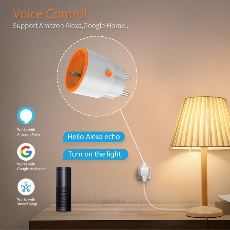 Zemismart 16A EU Smart Socket Zigbee Smart Plug Work with Alexa Google Home Voice Control 16A Outlet
