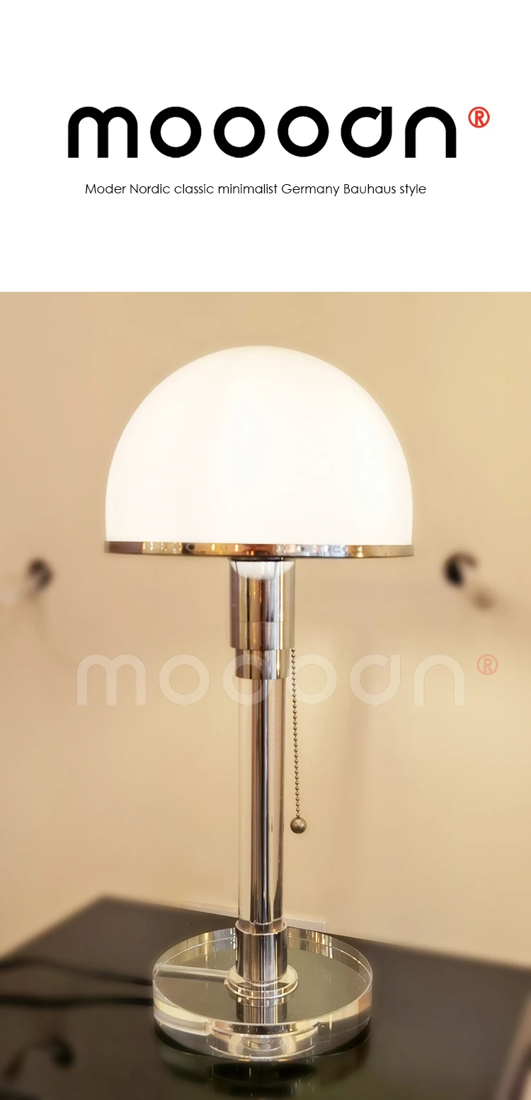 Modern simple contemporary Bauhaus classic pullswitch bedside desk restaurant round ball glass table lamp