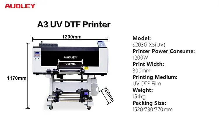 Audley A3 30cm Large Format UV DTF Inkjet Printer I3200 Automatic Customizable Logo New Popular Hot Sale with I3200 Head