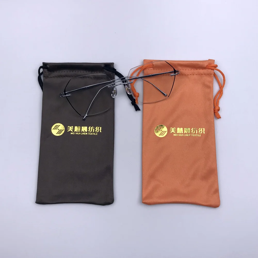 Custom Gold Stamping Printed Drawstring Microfiber Glasses Pouch Sunglasses Dust Bag for Eyeglass Packaging factory