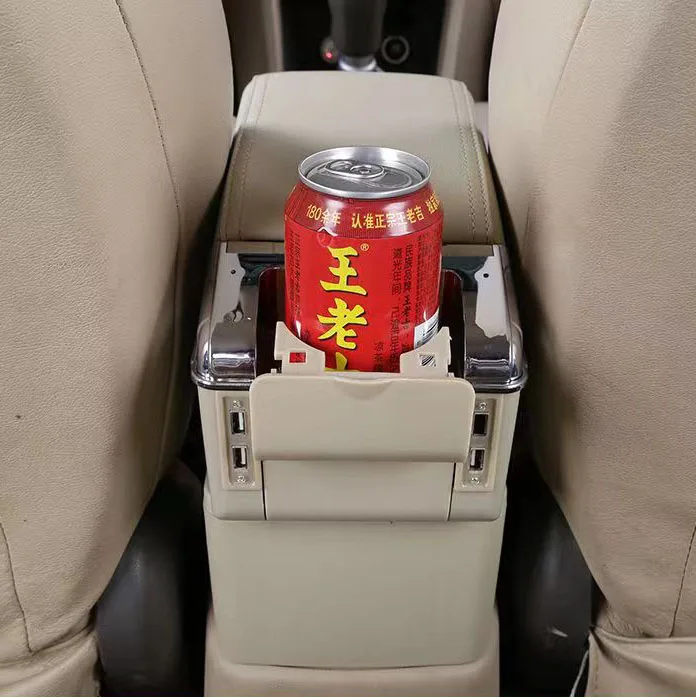 Armrest Console Box with Phone USB Interface Charging Dual Layer and the Panel Raised Arm Rest for Toyota Prius C/AQUA