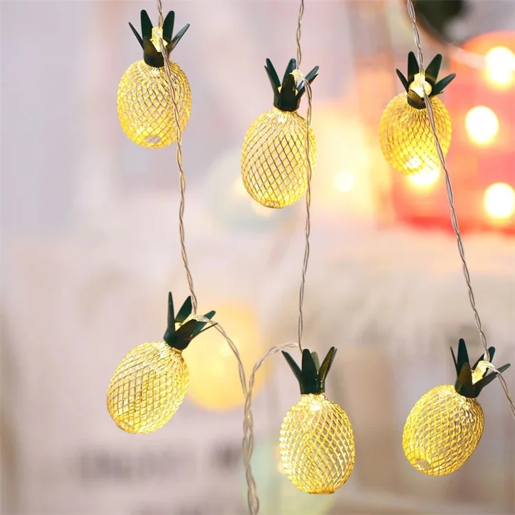 LED Pineapple Peach Fruit String Lights Colorful Garland String Fairy Light USB Battery Lantern Xmas Wedding Lamp Decoration