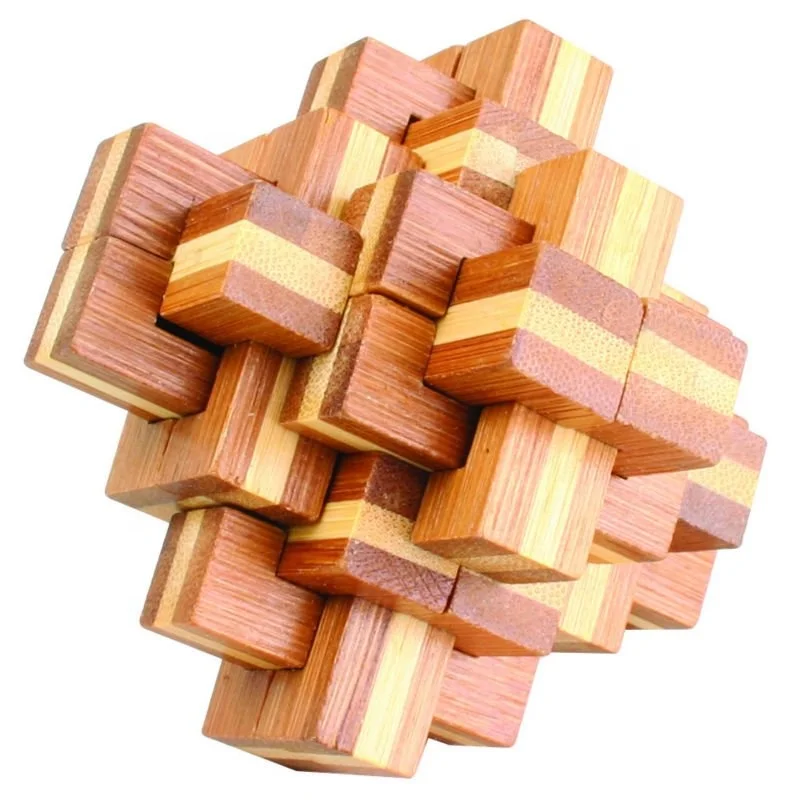 Kids 3D Wooden Puzzle Lock Block Game IQ Brain Teaser Intelligence Develop Toys 